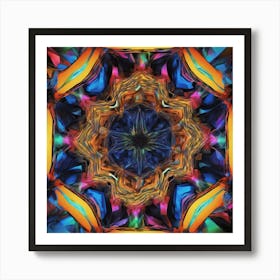 Octagonal Fractal Patternradiant Multicolour Luminousneonsynthography Abstract By Jacob Law 669169604 (3) Art Print