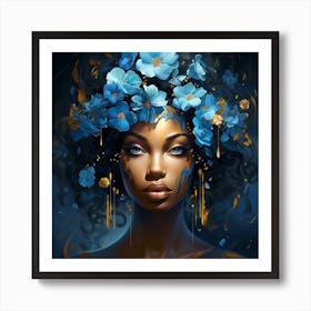 Blue Flower Girl 2 Art Print