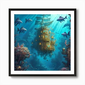Underwater House Art Print
