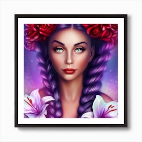 Beautiful Girl With Purple Hair 1 Art Print