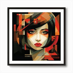 Cubism Shapes Asian Woman 02 Art Print