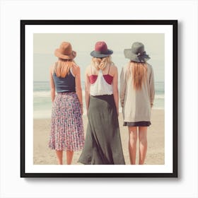 Three Girls On The Beach Art Print