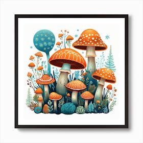 Mushrooms In The Forest 87 Art Print