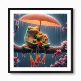 Frogs In The Rain 2 Art Print