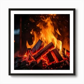 Closeup Of An Inferno With Flames Licking The Edges Of A Flammable Object Danger Evident In The Fie (4) Art Print