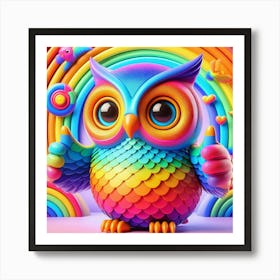 Rainbow Owl 1 Art Print