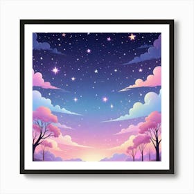 Sky With Twinkling Stars In Pastel Colors Square Composition 298 Art Print