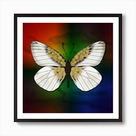 Mechanical Butterfly The Aporia Crataegi On A Colorful Background Art Print