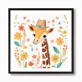 Floral Baby Giraffe Nursery Illustration (16) 1 Art Print