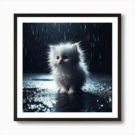 Cute Kitten In The Rain 6 Art Print