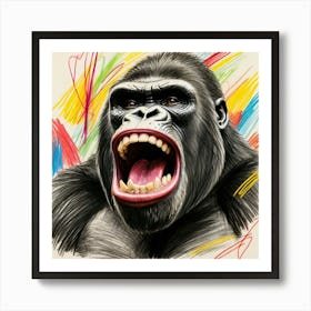 Gorilla Drawing 2 Art Print