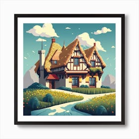 Pixel Art Medieval House Poster 2 Art Print