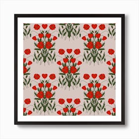 Poppies On A Beige Background Art Print