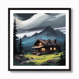 Cabin In The Mountains 1 Art Print