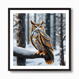 Owl In The Woods 56 Art Print