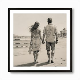 Couple On The Beach Art Print