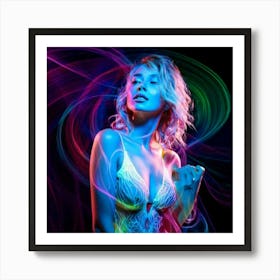 Firefly Ethereal Woman Amid Neon Hallucinations And Fluid Light 63087 (2) Art Print