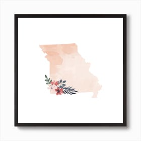 Missouri Watercolor Floral State Art Print