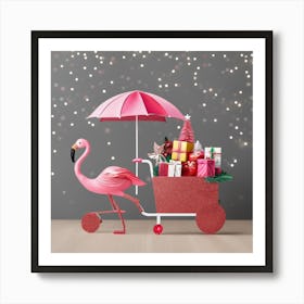 Christmas Flamingo Art Print