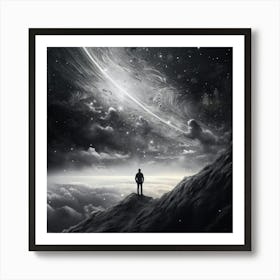 Man Standing On Top Of A Mountain 1 Art Print