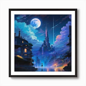 night city, anime, futuristic japan Sticker Art Print