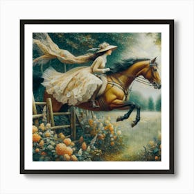 Girl Riding A Horse Art Print