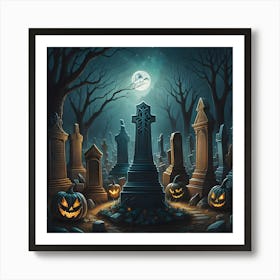 Halloween Cemetery Art Print