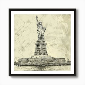 A Statue Of Liberty In New York Hand Drawn Sketc 1719922810 3 Art Print