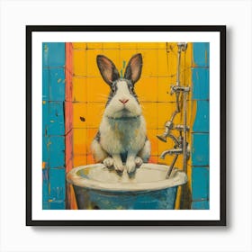 Rabbit In The Bath Art Print