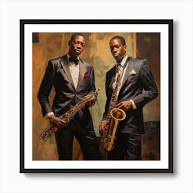 Two Saxophones Art Print