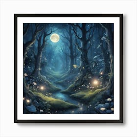 Night In The Magic Forest Art Print 2 Art Print