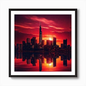 Sunset In Chicago Art Print