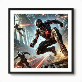 A Sci Fi Action Scene Illustrating Superhuman Abi Art Print