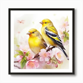 Two Birds Perched On A Branch Mother's Day Art Print