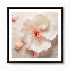 White Flower On A White Background Art Print