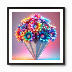 Colorful Flowers In A Vase Art Print