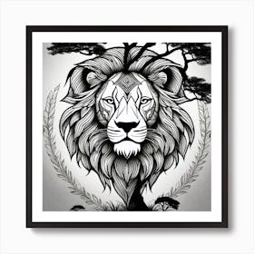 Lion And Tree 1 Art Print