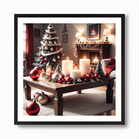 Christmas Decorations On Table In Living Room Mysterious (2) Art Print