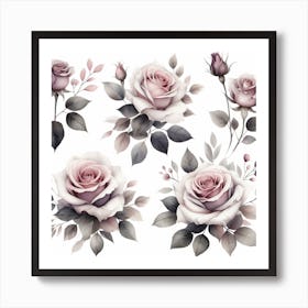 Mauve Roses 1 Art Print