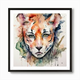 Tiger Watercolor Painting 1 Art Print