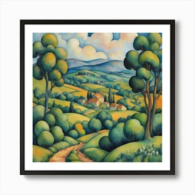 Pastoral Dreamscape Painting Inspired By Paul Cezanne 3 Art Print