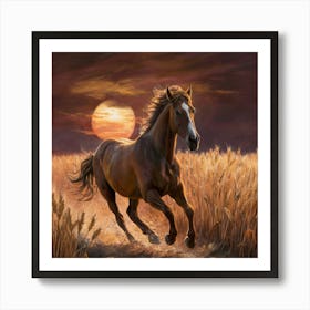 Horse In The Wheat Field 3 Art Print