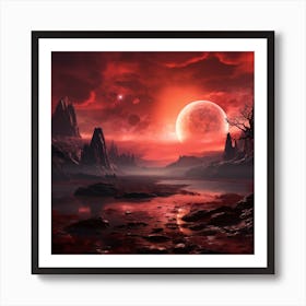 An Alien Planet With Red Sky 3:7 Art Print