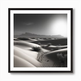 Sahara Countryside Peaceful Landscape Black And White Still Digital Art Perfect Composition Beau Art Print