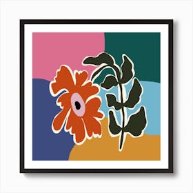 Retro minimal flower I Art Print