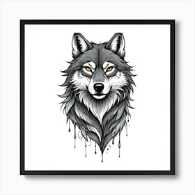 Wolf Head Tattoo 9 Art Print