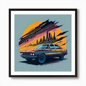 Car Colored Artwork Of Graphic Design Flat (57) Art Print