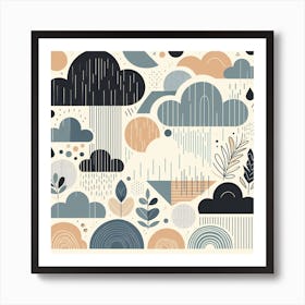 Scandinavian style, Clouds and rain Art Print