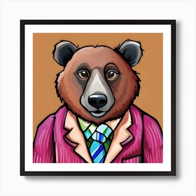 Bear In a Pink Suit Art Print