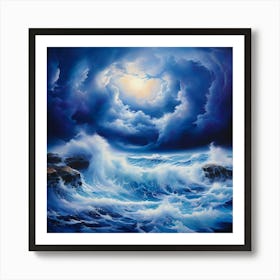 Storms Embrace Is A Mesmerizing Visual Symphony Of A Powerful Deep Blue Tempest Art Print